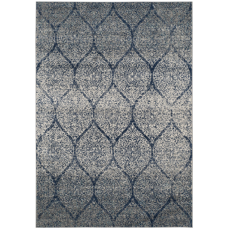 Mistana Katie Damask Navy Blue/Silver Area Rug & Reviews Wayfair